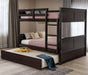 Full Over Full Bunk Bed with Twin Size Trundle, Ladder, Head and Footboard - Espresso image