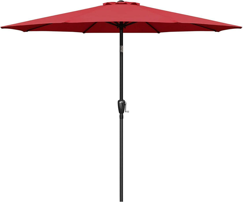 Simple Deluxe 9ft Outdoor Market Table Patio Umbrella with Button Tilt, Crank and 8 Sturdy Ribs for Garden - Red image