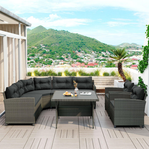 6 PCS Outdoor Patio Wicker Rattan Arrangeable Sectional Sofa Setwith Gray Cushions image