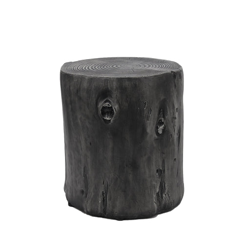 Outdoor Faux Wood Round Dark Gray Stump Side Coffee Table image