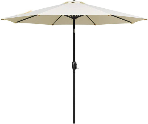 Deluxe 9ft Outdoor Umbrella with Button Tilt, Crank and 8 Sturdy Ribs - Beige image