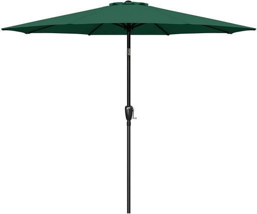 Deluxe 9ft Outdoor Umbrella with Button Tilt, Crank and 8 Sturdy Ribs - Green image