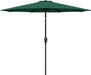 Deluxe 9ft Outdoor Umbrella with Button Tilt, Crank and 8 Sturdy Ribs - Green image