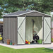 8ft x 6ft Outdoor Garden Metal Lean-to Shed with Lockable Doors - Gray image