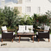 4 PCS Outdoor Garden PE Rattan Seating Furniture Set with Beige Cushions image