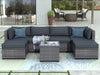 7 PCS Outdoor Rattan Sectional Seating Group with Tea Table and Gray Color Cushions image