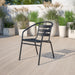 Lila Black Metal Restaurant Stack Chair with Aluminum Slats image
