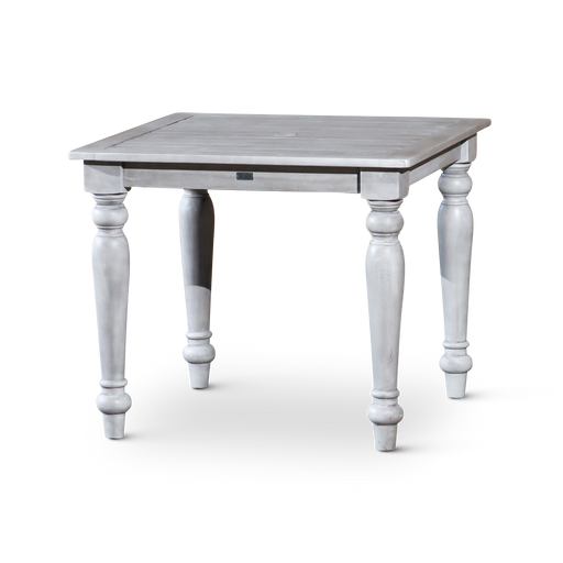 Silver Gray Finish Square Dining Table with Turned Leg Detailing image
