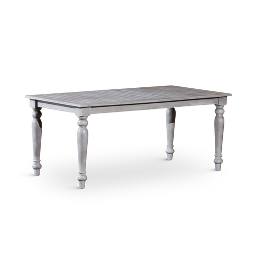 Silver Gray Finish Rectangular Dining Table with Turned Leg Detailing image