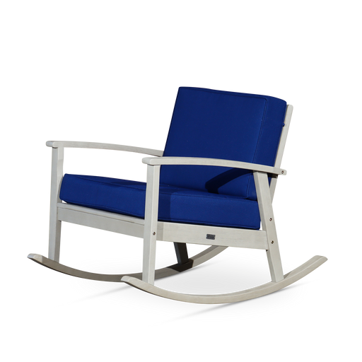 Eucalyptus Rocking Chair with Cushions -  Driftwood Gray Finish -  Navy Cushions image