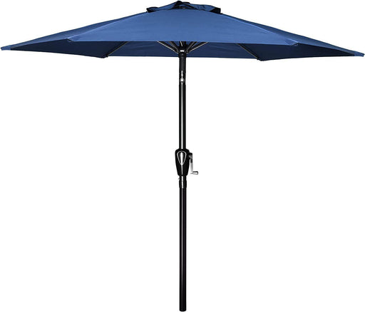 Simple Deluxe 7.5' Patio Outdoor Table Market Yard Umbrella with Push Button Tilt/Crank, 6 Sturdy Ribs for Garden, Deck, Backyard, Pool, 7.5ft, Blue image