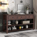 Retro Design Console Table with Two Open Shelves, Pine Solid Wood Frame and Legs for Living Room (Espresso) image