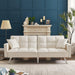 Velvet Sofa Couch Bed with Armrests and 2 Pillows for Living Room and Bedroom - Cream White image