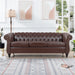 84.65" Dark Brown PU Rolled Arm Chesterfield Three Seater Sofa. image