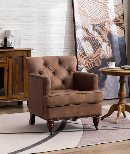 Living leisure Upholstered Fabric Club Chair, Antique Brown image