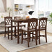 Casual Counter Height Wood 5-Piece Dining Table Set with 4 Upholstered Chairs and 1Storage Drawer, Walnut+Beige image