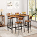 Bar Table Set with 4 Bar stools with backrest (Rustic Brown，47.24’’w x 23.62’’d x 35.43’’h) image