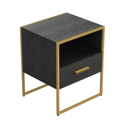 UpdateModern Nightstand with 1Drawers, Suitable for Bedroom/Living Room/Side Table (ld and Black ) image