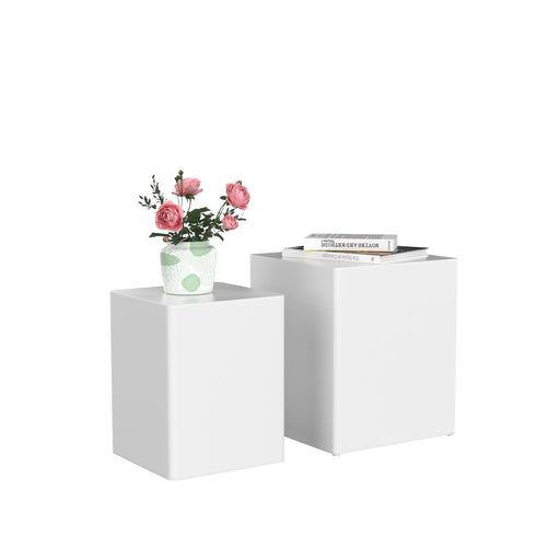 Upgrade MDF Nesting table/side table/coffee table/end table for living room,office,bedroom White，set of 2 image