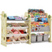 Kids Bookshelf ToyStorage Organizer with 12 Bins and 4 Bookshelves, Multi-functional Nursery Organizer Kids Furniture Set ToyStorage Cabinet Unit with HDPE Shelf and Bins image