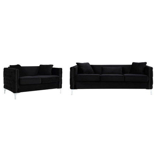 Bayberry Black Velvet Sofa Loveseat Living Room Set image