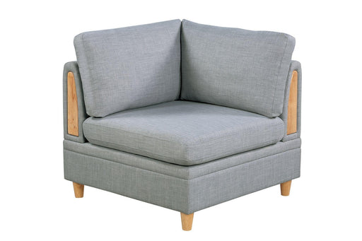 Living Room Furniture Corner Wedge Light Grey Dorris Fabric 1pc Cushion Wedge Sofa Wooden Legs image