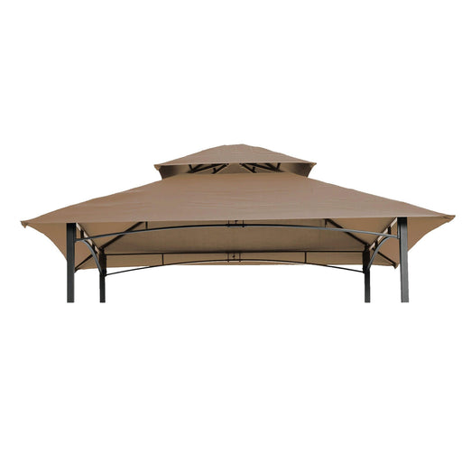 8 x 5 Ft Grill Gazebo Replacement Canopy,Double Tiered BBQ Tent Roof Top Cover, Taupe image