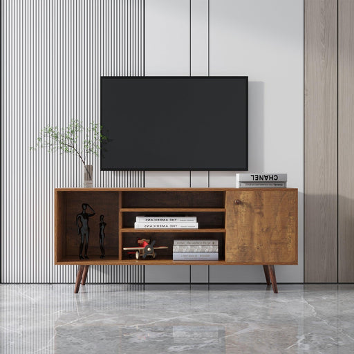 TV Stand Use in Living Room Furniture with 1Storage and 2 shelves Cabinet, high quality particle board,Walnut image