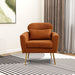 29.5"WModern Boucle Accent Chair Armchair Upholstered Reading Chair Single Sofa Leisure Club Chair with Gold Metal Leg and Throw Pillow for Living Room Bedroom Dorm Room Office, Caramel Boucle image