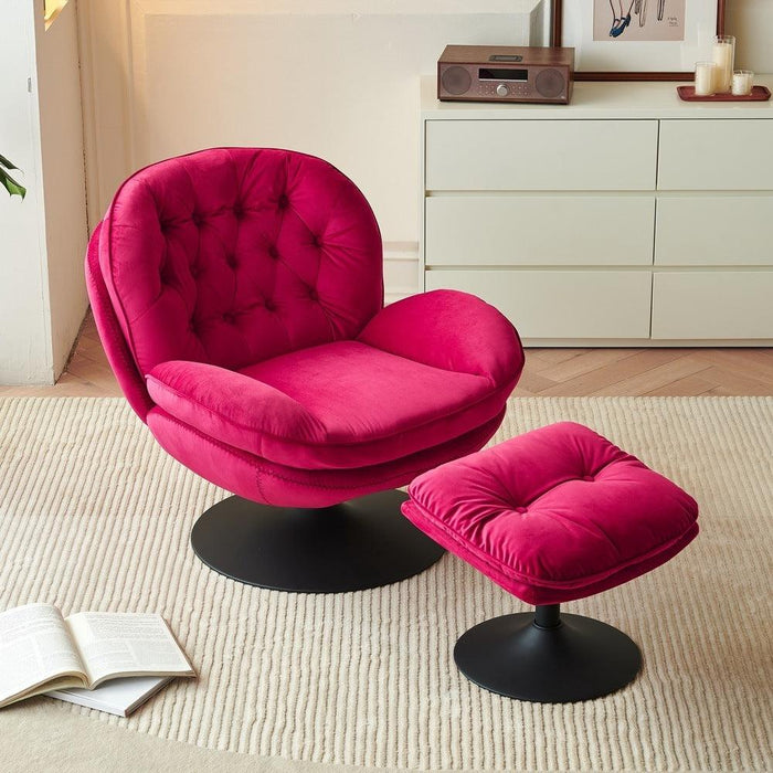 Swivel Leisure chair lounge chair velvet apple green color image