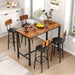 Bar Table Set with 4 Bar stools PU Soft seat with backrest (Rustic Brown，47.24’’w x 23.62’’d x 35.43’’h) image