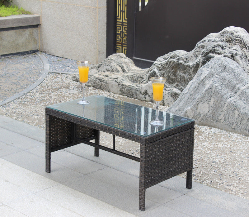 Outdoor patio Furniture 1 Coffee Table with clear tempered glass image
