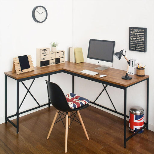 Olympus Wood and Metal Corner Desk in Acacia and Black image