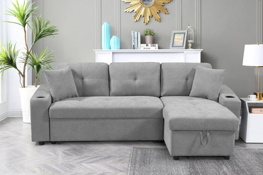 convertible corner sofa with armrestStorage, living room and apartment sectional sofa, right chaise longue and grey image