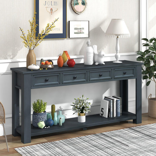 Console Table/Sofa Table withStorage Drawers and Bottom Shelf for Entryway Hallway (Navy) image