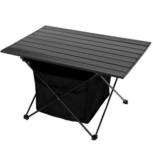 Portable Folding Aluminum Alloy Table with High-CapacityStorage and Carry Bag for Camping, Traveling, Hiking, Fishing, Beach, BBQ, Large, Black image