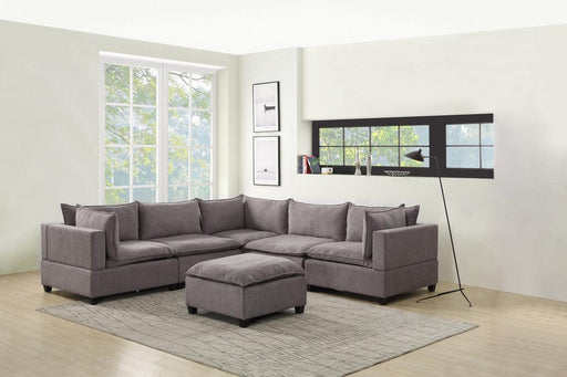 Madison Light Gray Fabric 6 Piece Modular Sectional Sofa with Ottoman image