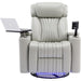 270° Power Swivel Recliner,Home Theater Seating With Hidden ArmStorage and  LED Light Strip,Cup Holder,360° Swivel Tray Table,and Cell Phone Holder,Soft Living Room Chair,Grey image