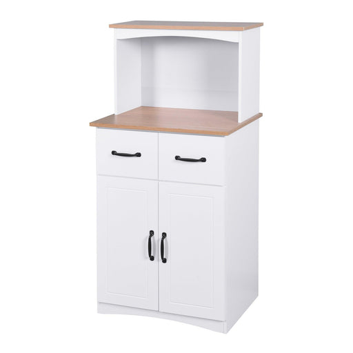 Wooden Kitchen Cabinet White PantryStorage Microwave Cabinet withStorage Drawer image