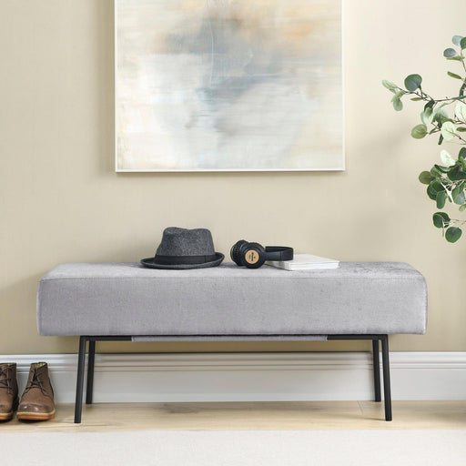 Contemporary Style Bedroom Chenille Upholstered Bench, Grey,( 45'' x13''x 17''） image
