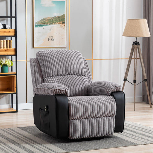 Grey Fabric Recliner Chair  Theater Single Recliner Thick Seat and Backrest, suitable for living room, side bags Electric sofa chair, electric remote control.The angle can adjust freely image