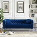 82.3" WidthModern Velvet Sofa Jeweled Buttons Tufted Square Arm Couch Blue,2 Pillows Included image