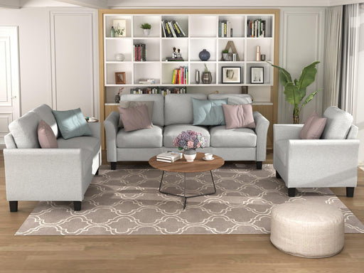 Living Room Sets Furniture Armrest Sofa Single Chair Sofa Loveseat Chair 3-Seat Sofa (ChairLoveseat Chair&3-Seat Sofa, Light Gray) image
