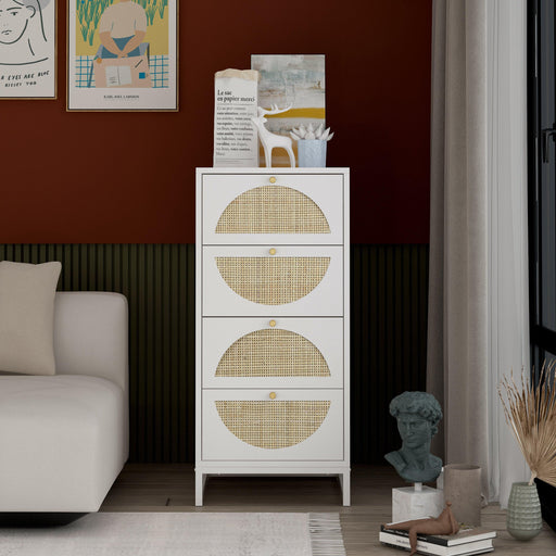 Natural rattan，4 drawer cabinet，Suitable for living room, bedroom and study，DiversifiedStorage image