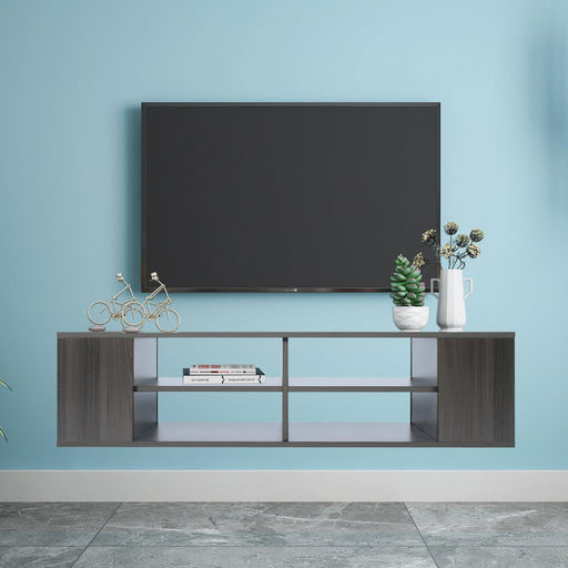 Wall Mounted Media Console,Floating TV Stand Component Shelf with Height Adjustable，Blackoak image