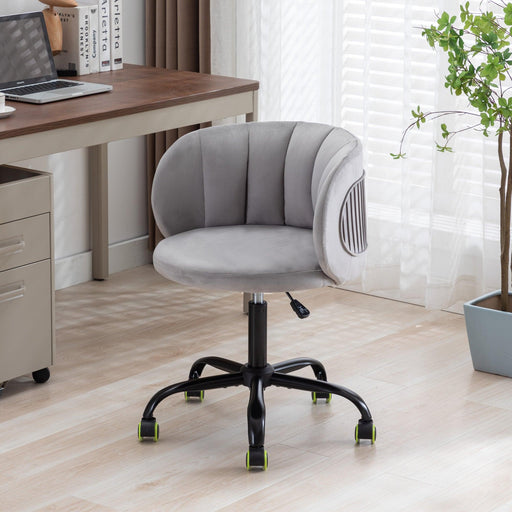Zen Zone Velvet Leisure office chair, suitable for study and office, can adjust the height, can rotate 360 degrees, with pulley，Grey image