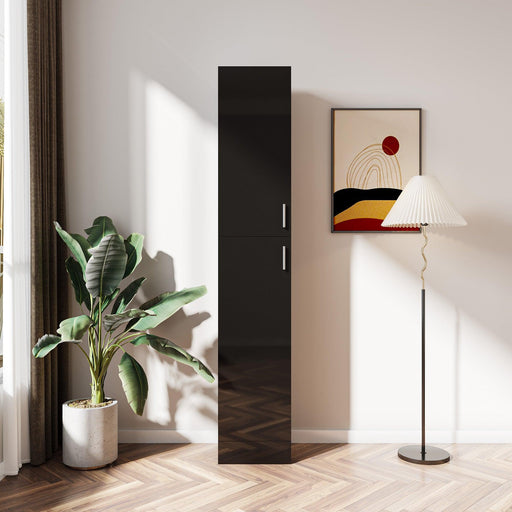 Freestanding  Cabinet with Inadjustable Shelves and two Doors for Kitchen, Dining Room,black image