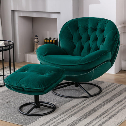 Accent chair  TV Chair  Living room Chair  with Ottoman-GREEN image