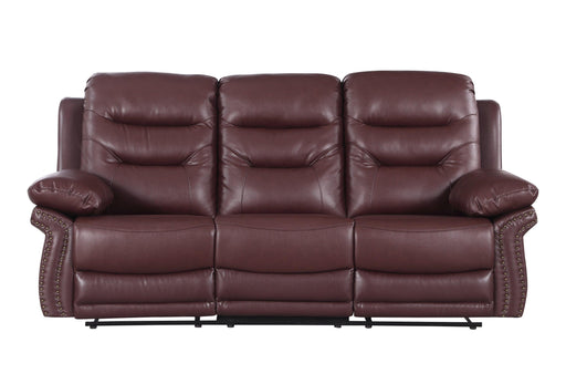 Global United  Leather Air Upholstered Reclining Sofa with Fiber Back image