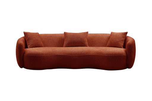 Mid CenturyModern Curved Sofa,  Boucle Fabric Couch for Bedroom, Office, Apartment, Orange image